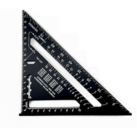 180 mm Equerre Menuisier,Rapporteur d'Angle de Triangle Alliage d'Aluminium，équerres de charpentier triangulaire épaissi à 45 90 Degres, Haute Pr