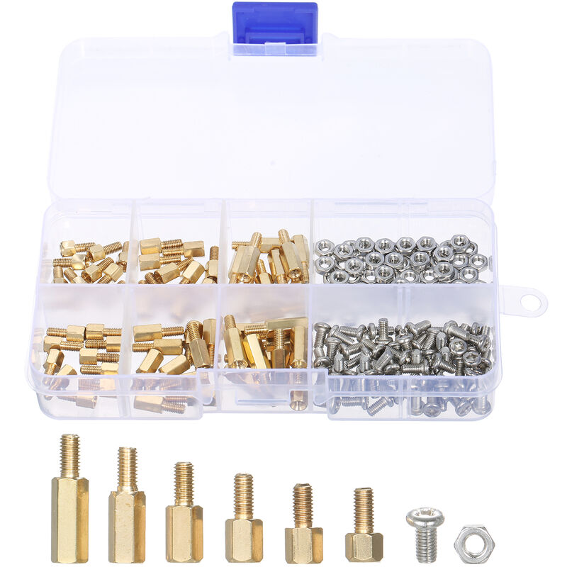 180-Piece M3 Male and Female Hex Brass Spacers Assortment Kit Motherboard Standoffs with Screws and Nuts for PCB Computer Case PC Motherboard