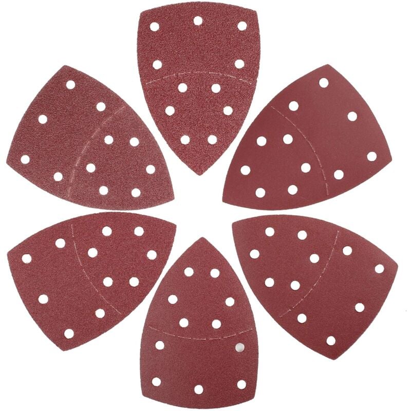 180 Pièces Papier Abrasif pour Ponceuse Triangulaire 105 x 152 mm, 11 Trous, Feuilles de Ponçage de Grain 40/60/80/120/180/240 en Oxyde d'Aluminium,