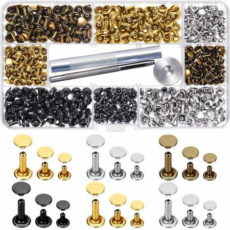 480 Sets Double Cap Rivets Leathercraft Rivets Tubular 4 Colors 3 Sizes  Metal Studs With Fixing Tools For DIY Leather/Craft - AliExpress