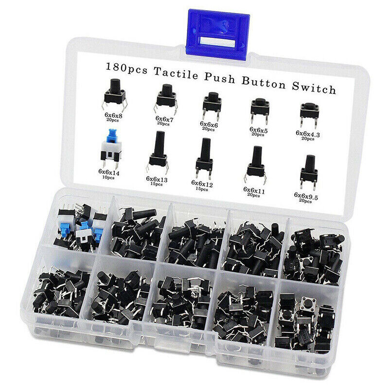 Image of 180 Stücke 10 Werte Taktile Drucktastenschalter Mini Momentary Takt Verschiedene Kits
