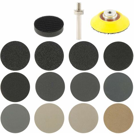 180 Stück Nass-Trocken-Schleifpapier, 50 mm Schleifpapier, Körnung 60 80 100 150 240 400 800 1200 2000 3000 5000 10000 Nass-/Trocken-Schleifpapier zum Polieren von Metall, Holz, nassem Auto