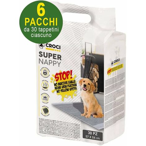 180 tapis hygiéniques pour chiens SuperNappy Carbone Active 57x54 cm - 6 paquets de 30 chacun