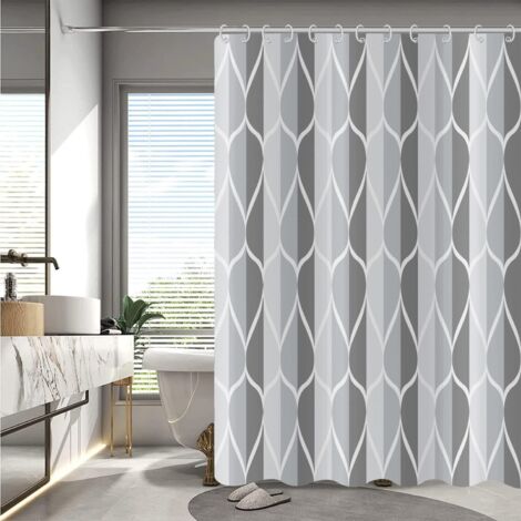 180 x 180 cm grauer Duschvorhang - Geometrischer Badezimmervorhang