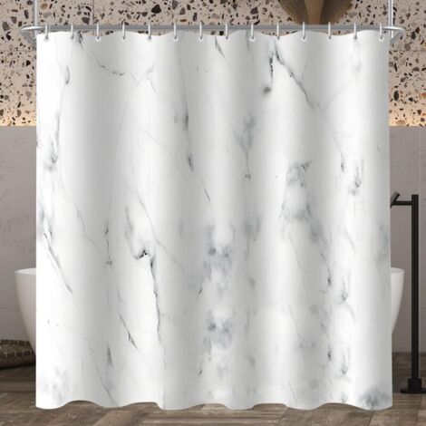 180 x 180 cm großer Duschvorhang in Marmoroptik, beschwerter Saum, schimmelresistentes, wasserdichtes und waschbares Polyestergewebe