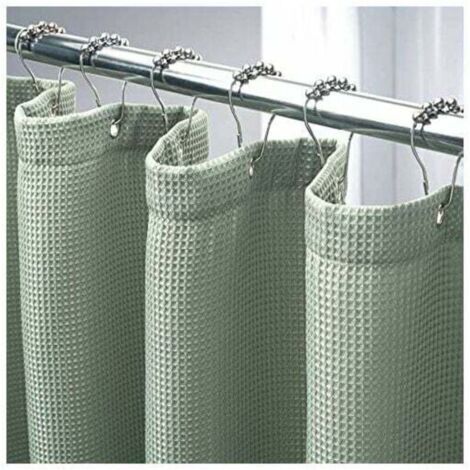 180 x 180 cm, rideau de douche vert sauge rideau de douche gaufré, rideau de douche en tissu hydrofuge, 12 œillets métalliques, polyester de qualité supérieure, résistant, vert sauge
