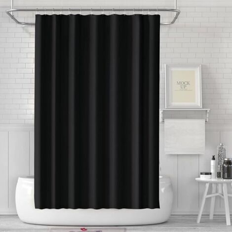 180 x 180 cm - Tenda doccia antimuffa - Tessuto impermeabile e lavabile - Con 12 anelli per tenda doccia - Nero