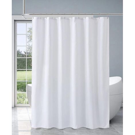 180 x 180 cm, weißer, schnelltrocknender Duschvorhang, maschinenwaschbarer, wasserdichter Duschvorhang aus Polyestergewebe, halbtransparenter Badezimmervorhang