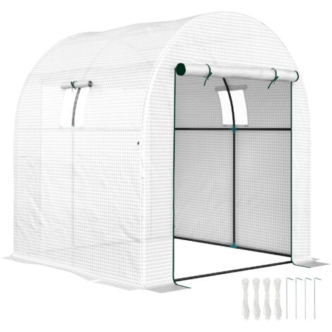 180 x 180cm Walk-In Polytunnel Greenhouse - White