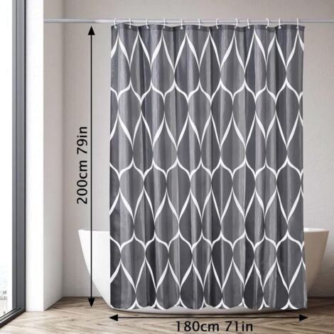180 x 200 cm, (Black Smart) einfacher, wasserdichter Duschvorhang aus verdicktem Polyester, maschinenwaschbar, wasserdichtes Polyestergewebe