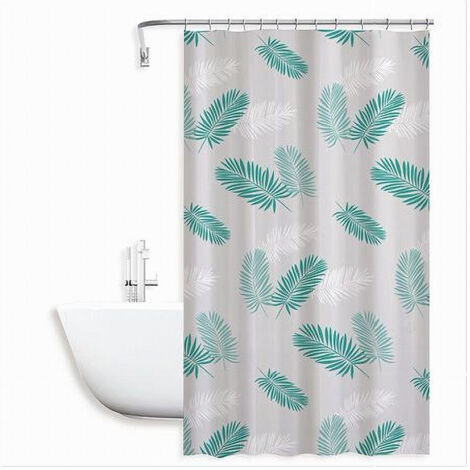180 X 200 Cm Rideau De Douche Imperméable Anti-moisissure Avec Anneaux De Bain En Plumes 59517