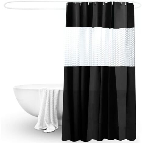 180 x 200 cm, schwarzer, halbtransparenter PVC-Duschvorhang