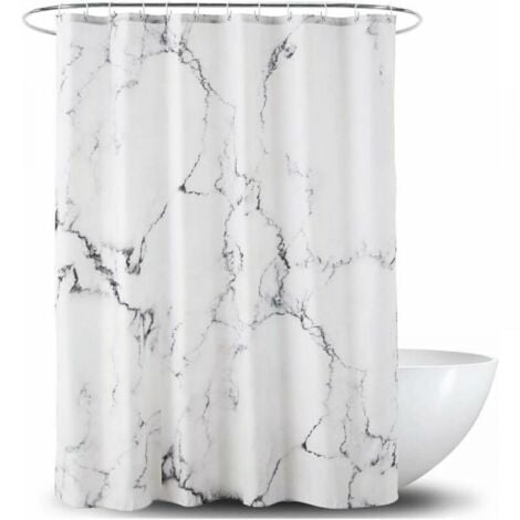 SERBIA 180 x 200 cm Waterproof Fabric Shower Curtain with Reinforced Hem - Various Sizes - Marble Pattern - Washable Polyester