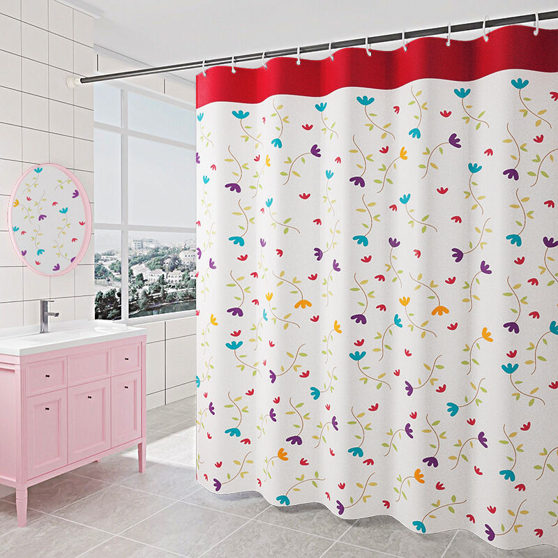 180 x 200cm Rideau de Douche avec 12 Crochets Séchage Rapide(Fleurs colorées), Tissu Polyester Imperméable Lavable en Machine, Rideaux Salle de Bain