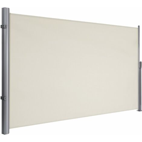 180 x 350cm Side Awning for Balcony and Terrace, with Floor Mounting, Privacy Protection, Sun Shade, Side Blind, Beige/Smoky Grey