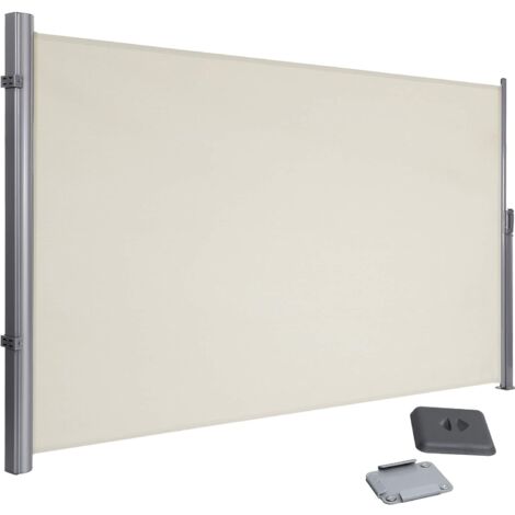 180 x 350cm Toldo lateral para balcón y terraza, Protección de la intimidad, Protección solar, Persiana lateral, Beige/ Gris antracita/Gris/Topo