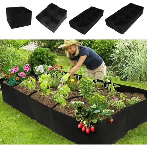 (180 x 90 x 30 cm, 1 poche) Sac de plantation de jardin en feutre multi-mailles, pot de culture rectangulaire pour légumes, tomates et pommes de terre.