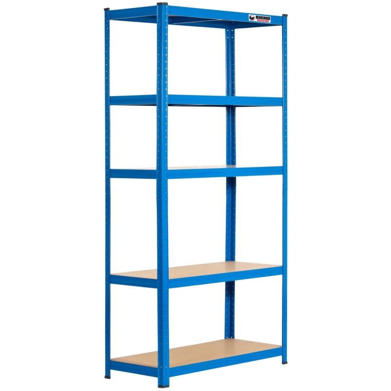 Rhino Racking - 180 x 90 x 40cm Blue 5 Tier Boltless Heavy Duty Garage Shelving Unit 1000kg Load Weight