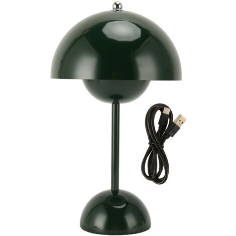 1800-mAh-LED-Pilz-Nachttischlampe, 3 Beleuchtungsmodi, Touch-Dimmung und USB Typ-C-Anschluss, dunkelgrün für Büro oder Schlafzimmer