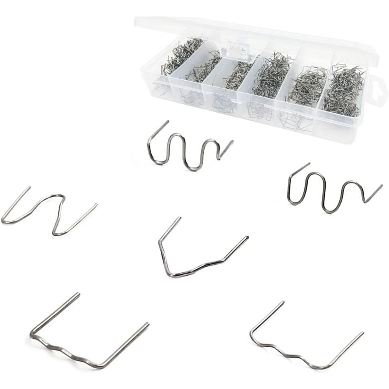Ersandy - 1800 pcs Agrafes Chaudes en Acier au Tungstène, 0.8mm / 0.6mm Baguettes de Soudage Agrafe Chaude Clou de Soudure de Réparation, pour