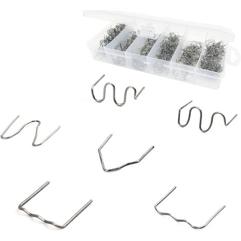 1800 PCS Agrafes Chaudes en Acier au Tungstène, 0.8mm / 0.6mm Baguettes de Soudage Agrafe Chaude Clou de Soudure de Réparation, pour Pare-chocs de Voiture en Plastique de Soudure