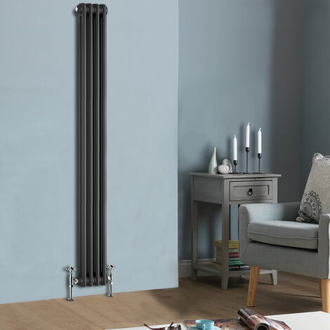 1800 x 200mm Traditional Anthracite Vertical Cast Iron Style Radiator Double Column