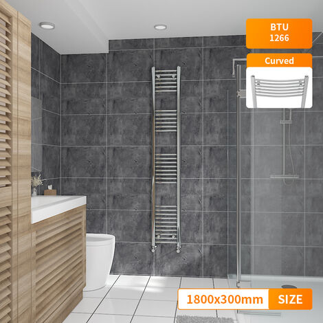 1800 x 300mm Curved Chrome Ladder Warmer Bathroom Heated Towel Rail Radiator