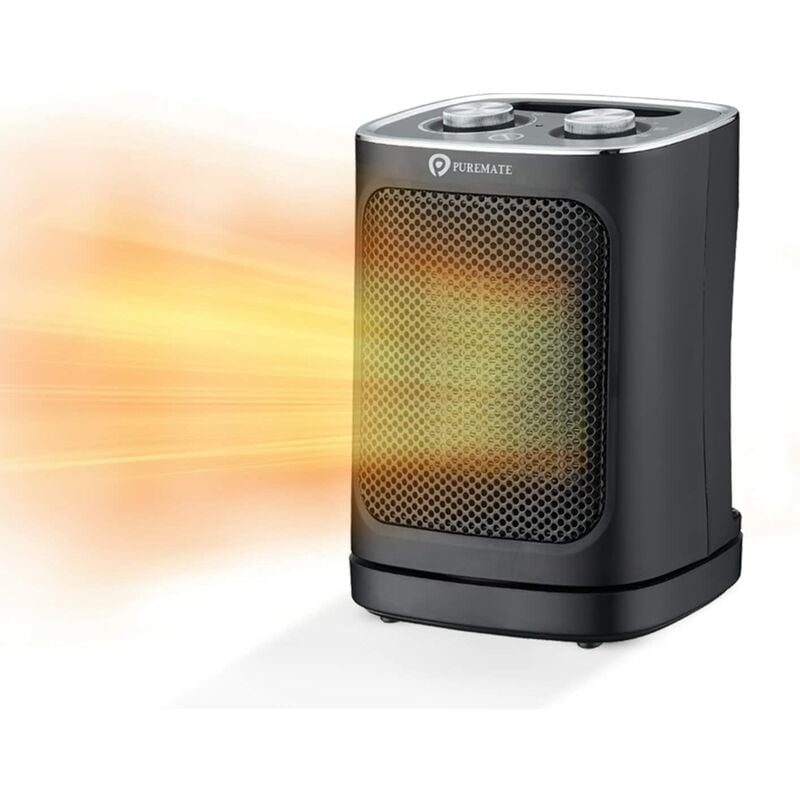 Image of 1800W Ceramic Tower Fan Heater with Automatic Oscillation - Black - Black