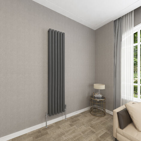 1800x354mm Anthracite Double Oval Column Radiator Vertical Modern Central Heating Radiators