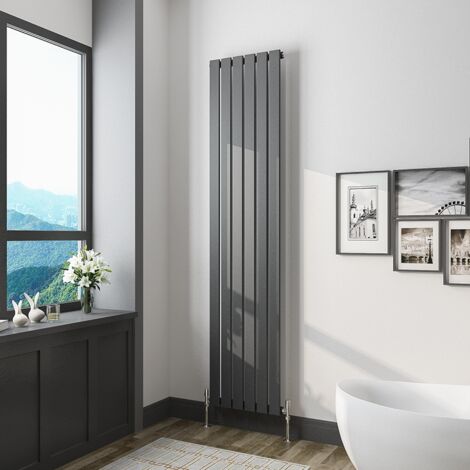 1800x408mm Vertical Tall Upright Central Radiators Single Anthracite Flat Panel Radiator