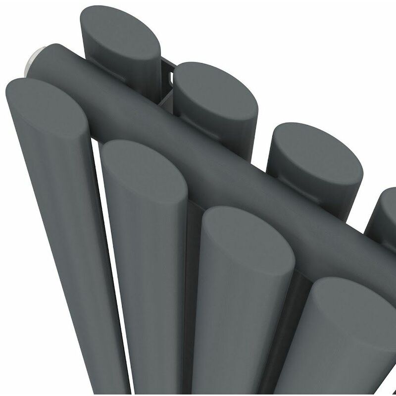 Anthracite Designer Radiator Vertical Oval Column Double Panel Rad 1800x480mm