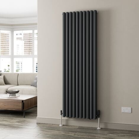 1800x600mm Anthracite Designer Radiator Vertical Oval Column Double Panel Rad