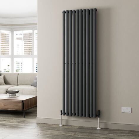 1800x600mm Anthracite Designer Radiator Vertical Oval Column Single Panel Rad