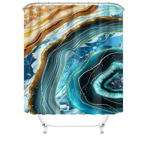 180180cm Rideau De Douche Avec Crochets (marbre 2), Haute Qualit, Impermable, Anti-moisissure, Facile  Nettoyer, Magnifiquement Imprim