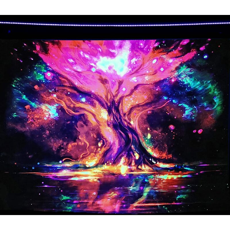 Csparkv - 180x230cm Tenture Arbre de Vie Fluorescence - Tapisserie Murales Psychedelique Tentures Murales Indiennes Tapisseries Tenture Couverture