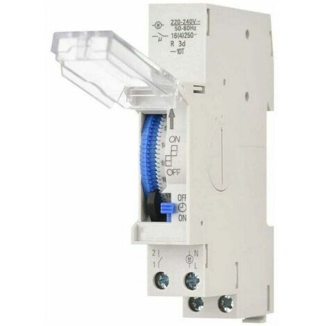 180A Interrupteur horaire Minuterie mécanique de 24 heures Minuterie minimale de 15 minutes Montage avec couvercle étanche sur rail DIN Batterie intégrée, SUL180a AC220-240V Gris