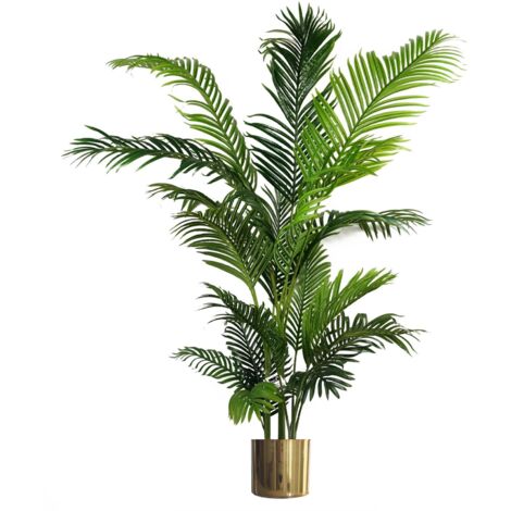 180cm Artificial Palm Tree Extra Large Gold Metal Planter