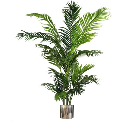 180cm Artificial Palm Tree Extra Large Silver Metal Planter
