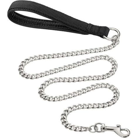 (180cm3mm)Laisse pour Chien en Métal Robuste, 180cm Chaîne de Laisse pour Animal de Compagnie à L'épreuve de La Mastication avec Poignée Rembourrée Douce pour Chiens de Grande et Moyenne Taille