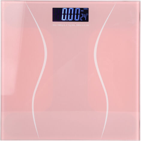 180kg 400lb Digital Body Weight Scale Electronic LCD Backlight Display Ultrathin AutoOn(Pink )