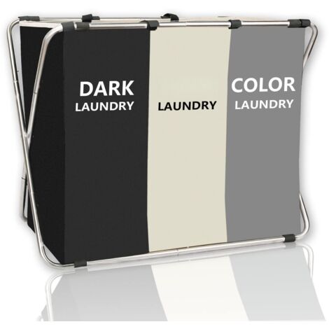 180L 3 Section Foldable Laundry Basket Large Collapsible Hamper for Organization