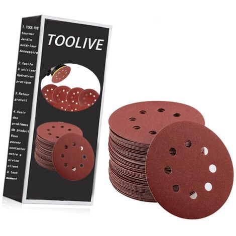 TOOLIVE 180mm Schleifscheiben Körnung 120, 40 Stück 180mm Schleifpapier 8 Loch Schleifblätter für Wand Deckenschleifer