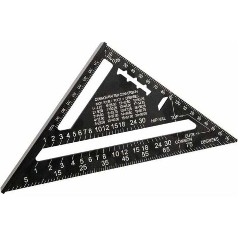 180mm(7pouces） Aluminium Règle Équerre de Triangle Rapporteur Multifonction Equerre Menuisier 45-90 Degres Carpenter Outil de Mesure(Métrique)