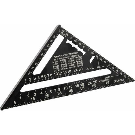 180mm(7pouces） Aluminium Règle Équerre de Triangle Rapporteur Multifonction Equerre Menuisier 45-90 Degres Carpenter Outil de Mesure(Métrique)--