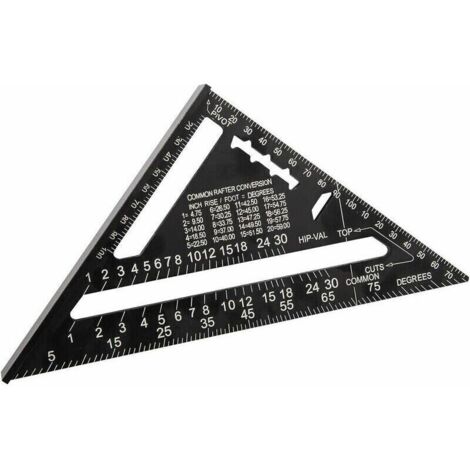 180mm(7pouces） Aluminium Règle Équerre de Triangle Rapporteur Multifonction Equerre Menuisier 45-90 Degres Carpenter Outil de Mesure(Métrique)