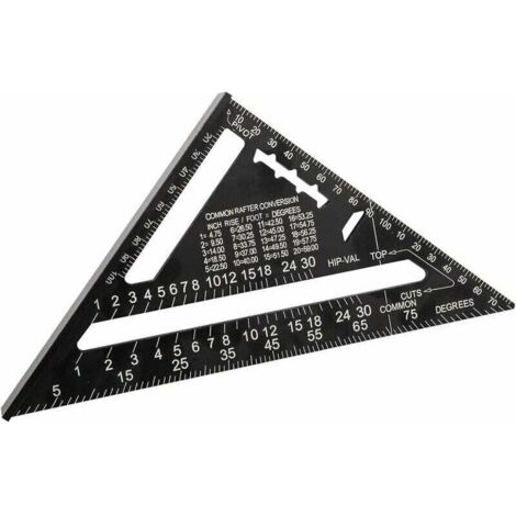 180mm(7pouces） Aluminium Règle Équerre de Triangle Rapporteur Multifonction Equerre Menuisier 45-90 Degres Carpenter Outil de Mesure(Métrique)