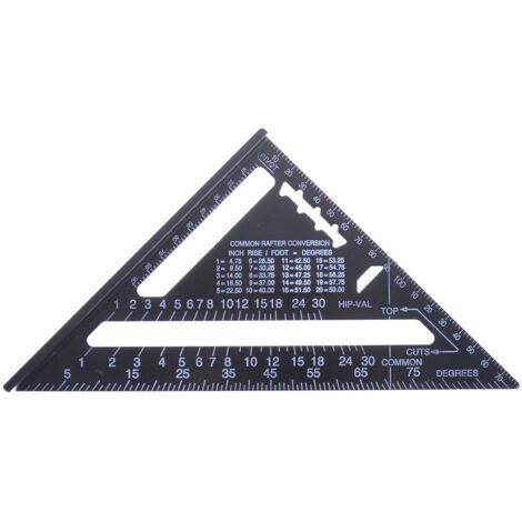 180mm(7pouces） Aluminium Règle Équerre de Triangle Rapporteur Multifonction Equerre Menuisier 45-90 Degres Carpenter Outil de Mesure(Métrique)