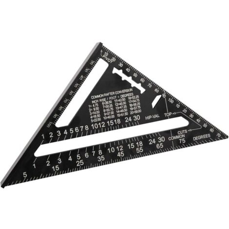 180mm(7pouces） Aluminium Règle Équerre de Triangle Rapporteur Multifonction Equerre Menuisier 45-90 Degres Carpenter Outil de Mesure(Métrique)