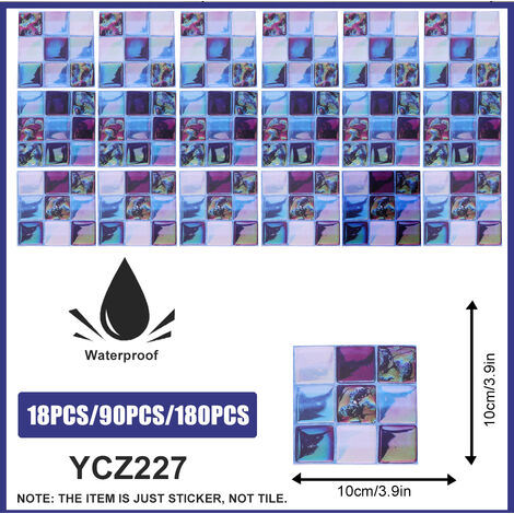 180PCS 10 * 10CM Adesivi per piastrelle Bagno Cucina Mosaico Decorazione murale autoadesiva YCZ227