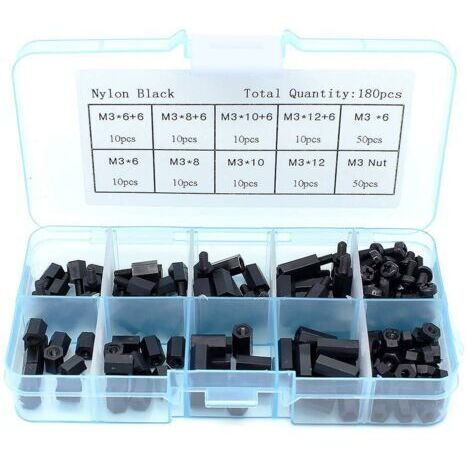 180PCS Nylon Hex Entretoise Vis Écrou Standoff Assortiment Kit Mâle à Femelle (M3)